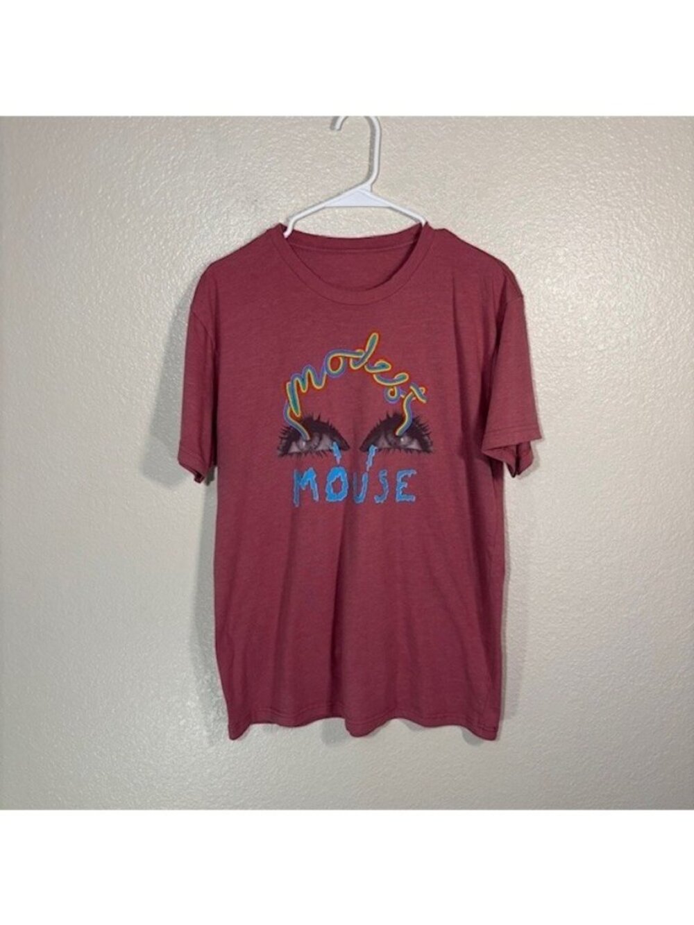 Modest Mouse T Shirt Medium 2018 Tour Concert Rainbow Vision Mauve Red